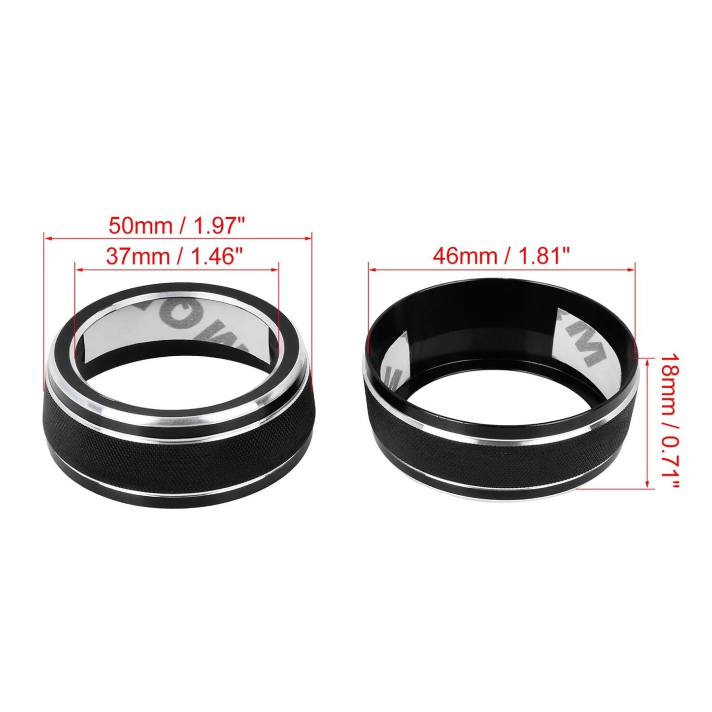 2 x Black Car AC Climate Control Ring Knob Trim Cover for Toyota RAV4 (2019–2020)