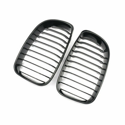 2 x Front Kidney Grilles Glossy Black for BMW 1 Series E81 E82 E87 E88 (2007-2013)
