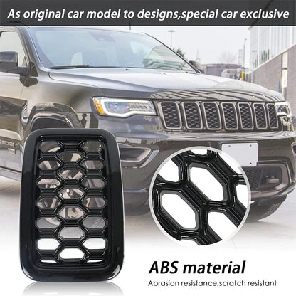 7X Gloss Black Front Grille Honeycomb for Jeep Grand Cherokee (2017-2022)