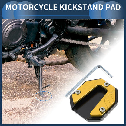 Kickstand Pad 1 Set Kick Stand Aluminum Alloy Gold Tone for Motorcycle