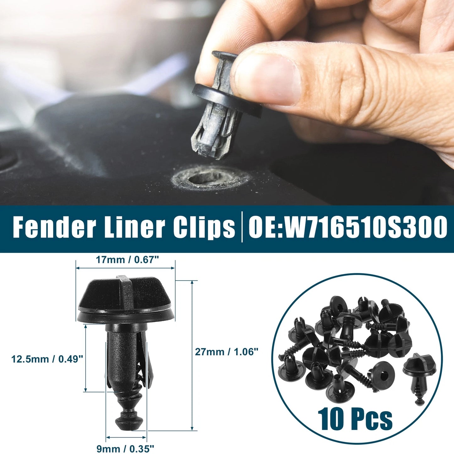 Fender Liner Clips for Ford Explorer (2011-2023) - 10 Pcs Black Replacement