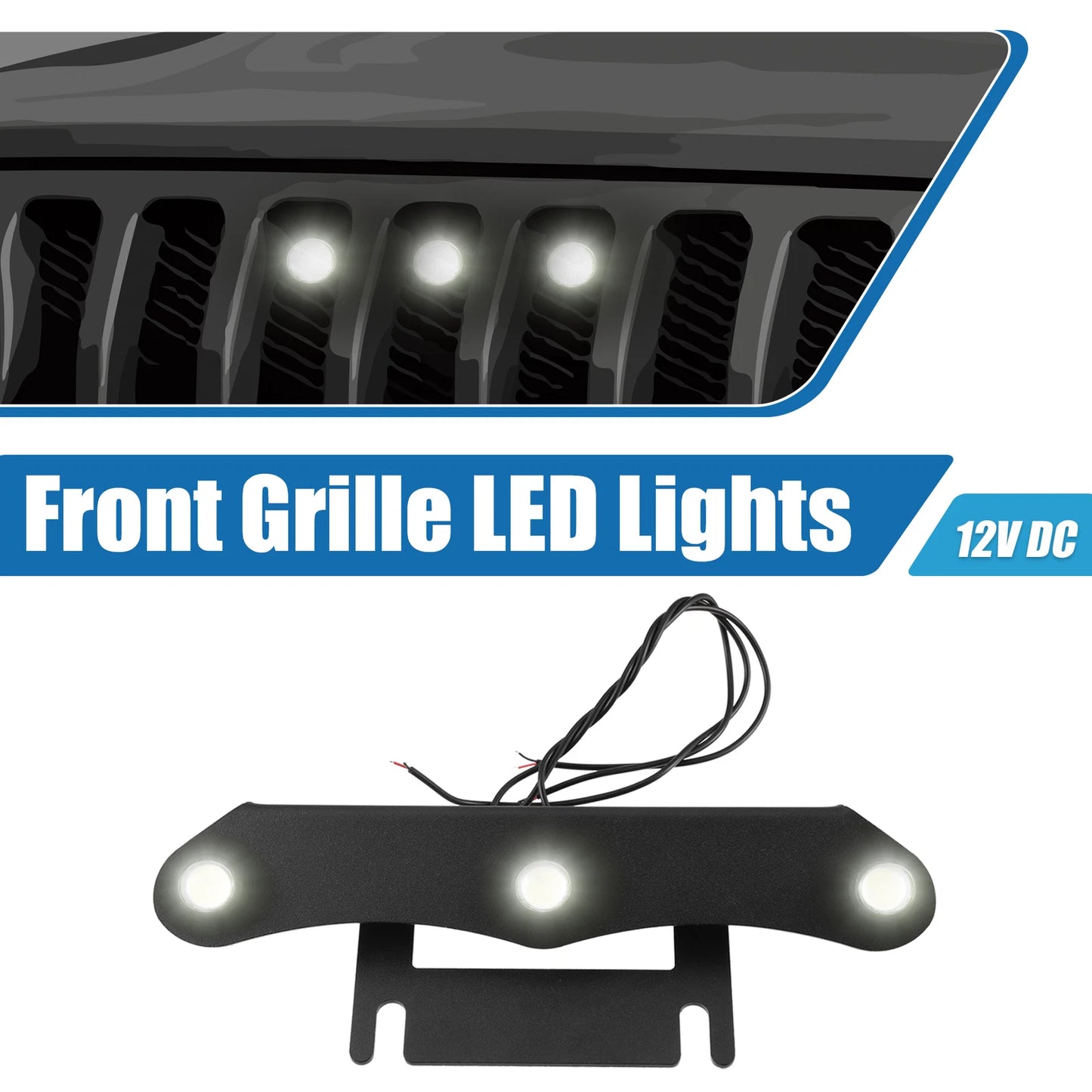 LED Front Grille Lights Set for Jeep Gladiator JT 2020-2023 White & Black