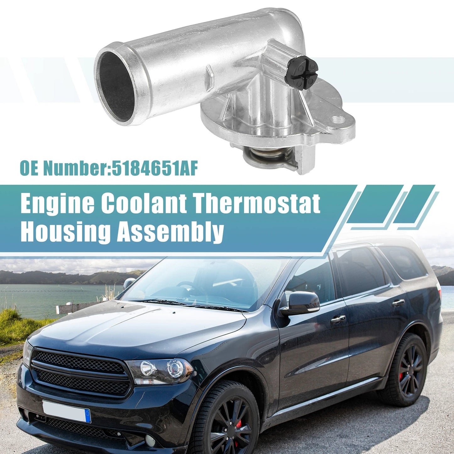 Thermostat Housing Assembly for Dodge Durango (2011 - 2015) Silver Tone
