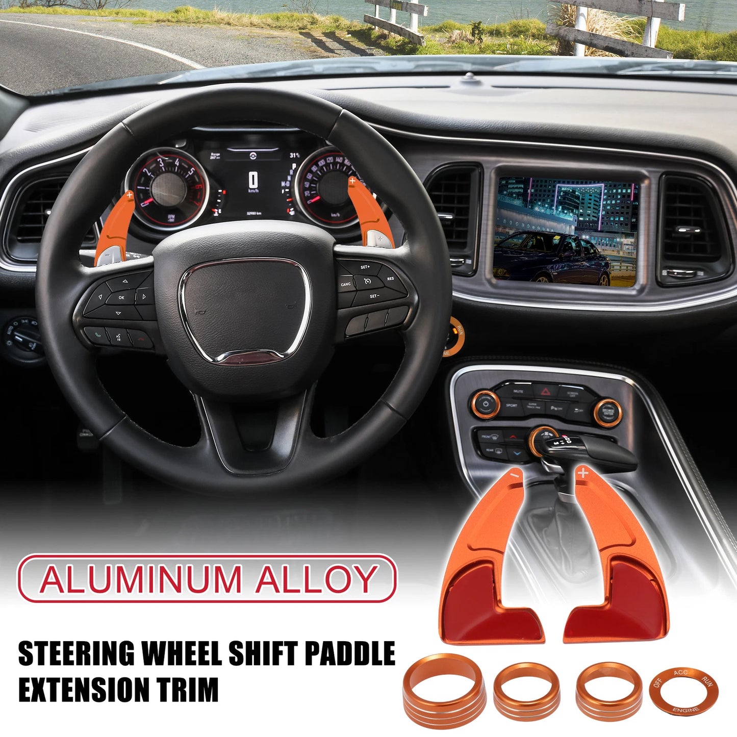 Steering Wheel Shift Paddle Extension Trim Set for Dodge Charger, Jeep (2015-2023)