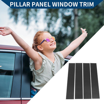4 Pcs Car Pillar Window Trim Covers for Ford F-150 (2004-2014) Black Carbon Fiber