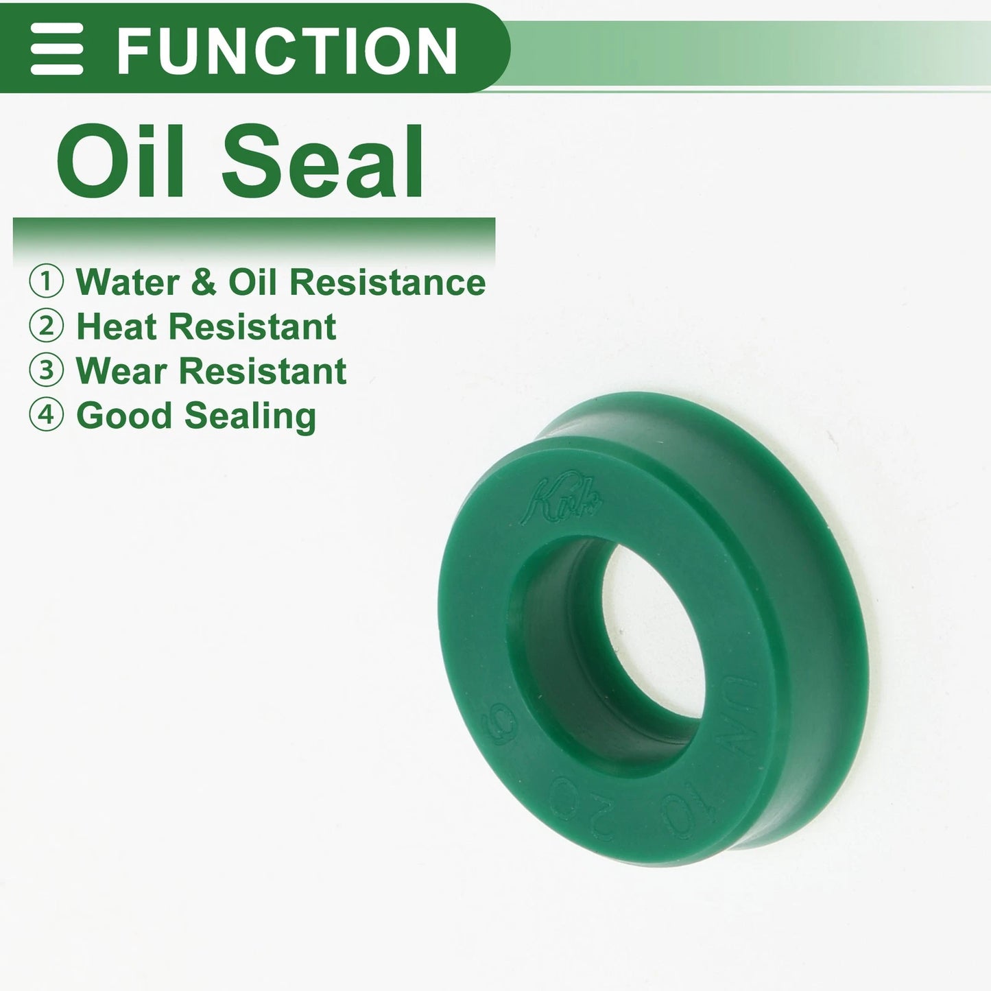 Oil Seal TPU Rotary Shaft Seal 10x20x6mm Green 5 Pcs