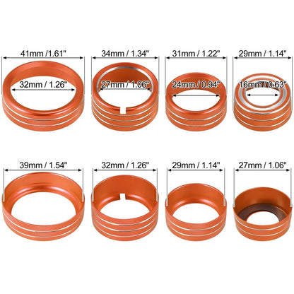 8 x Orange AC Radio Switch Knob Covers for Chevy Silverado & GMC Sierra (14-18)
