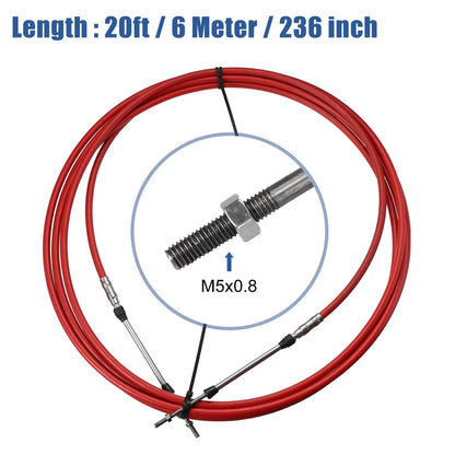2 x 20ft 236 Inch Marine Type Shift Remote Control Box Cable for Yamaha Red
