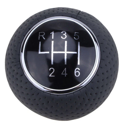 Leather 6 Speed Gear Shift Knob for Universal Cars - Black