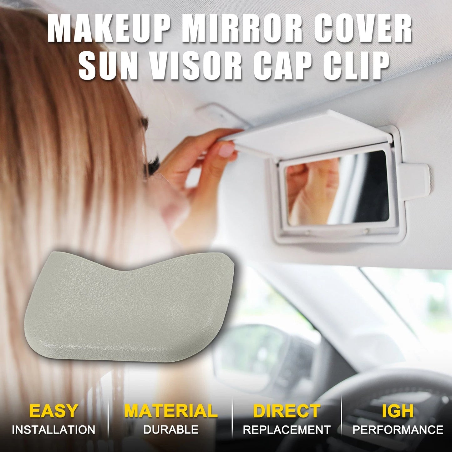 Makeup Mirror Cover Sun Visor Clip for Nissan Grey
