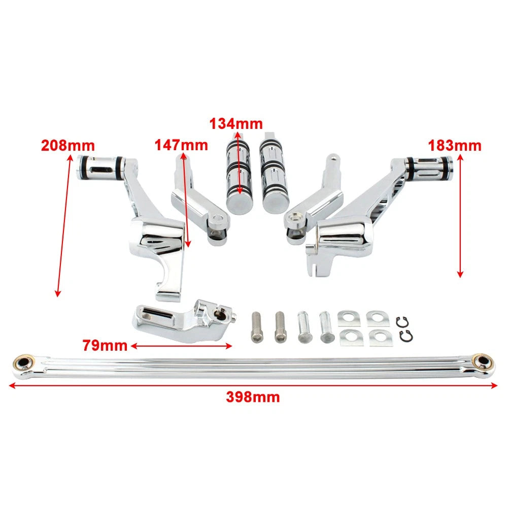 Chrome Aluminum Footrest Pedal Bracket Set for Harley V-Rod Muscle (2002-2017)