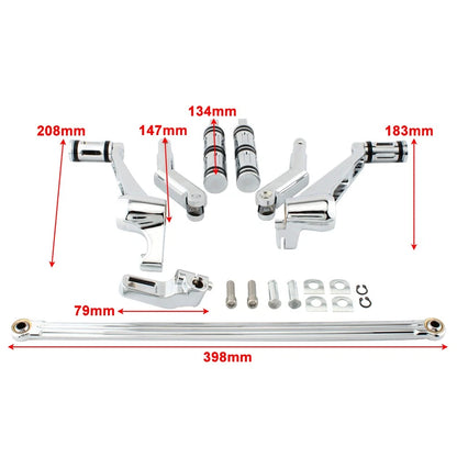 Chrome Aluminum Footrest Pedal Bracket Set for Harley V-Rod Muscle (2002-2017)
