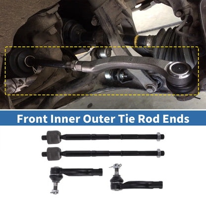 4pcs Front Inner Outer Tie Rod End Link for Toyota RAV4 / Scion TC