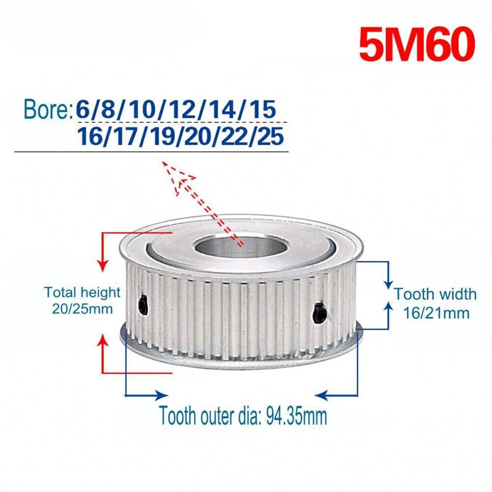 Timing Pulley for 15/20mm Width Belt - 5M 12T-60T Synchronous Wheel