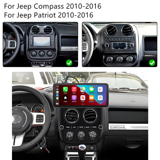 12.3''  64GB Car Stereo GPS Head Unit for Jeep Compass Patriot (2010-2016)