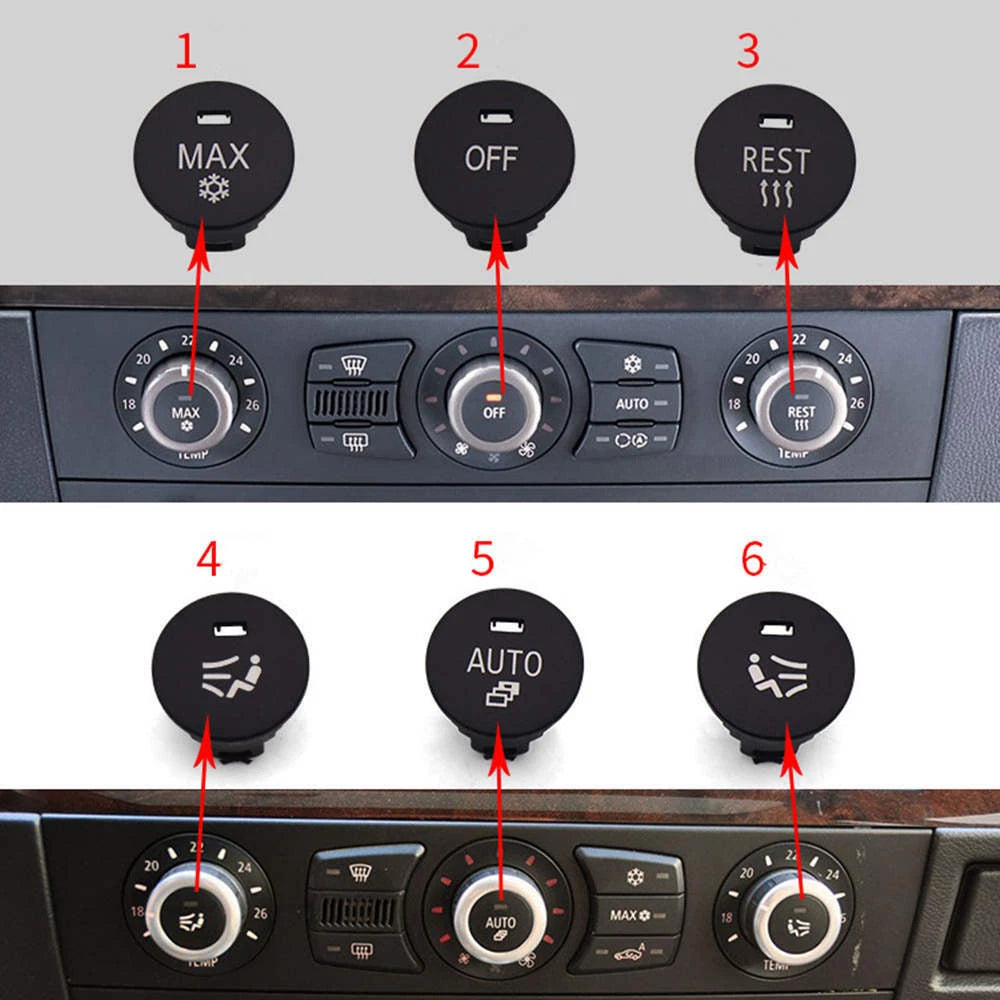 1 Set A/C Panel Switch Button Cover for BMW 5 Series E63 E60 E64 (2003–2010)