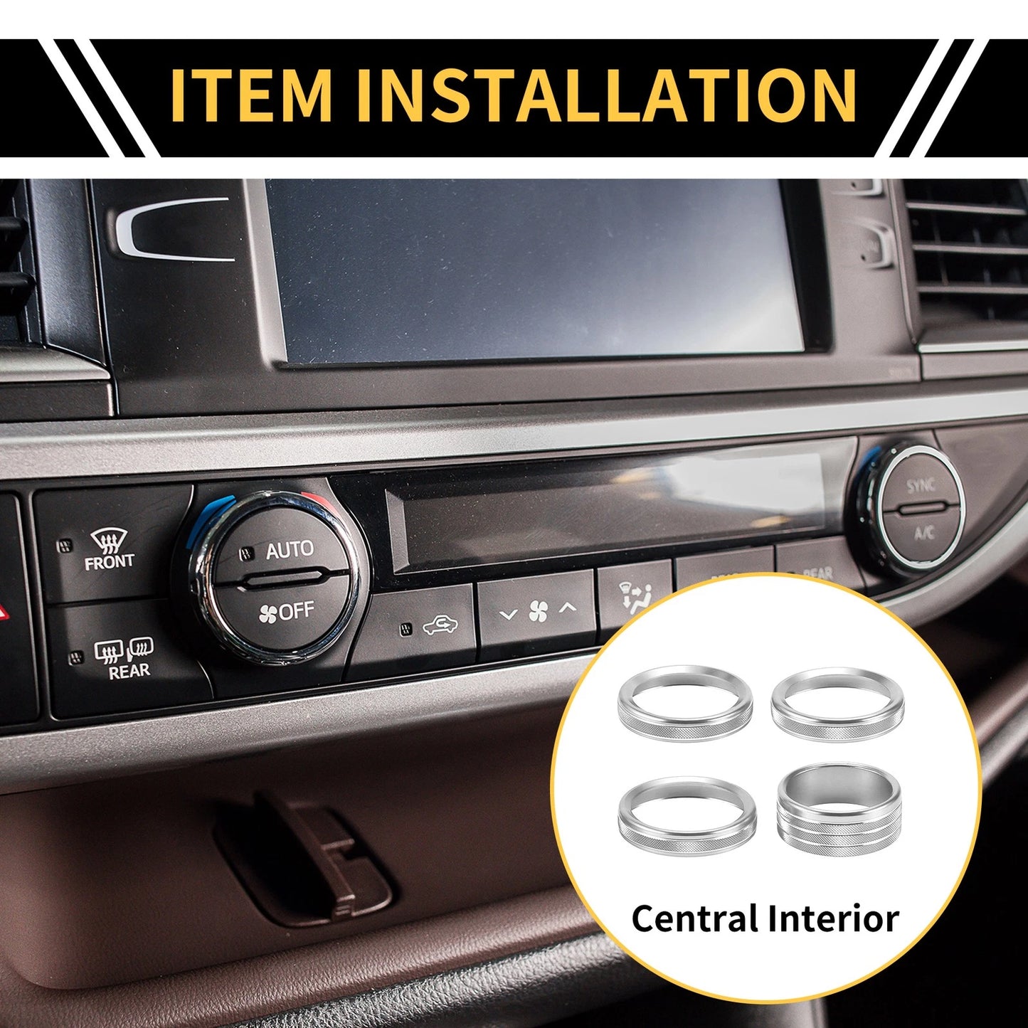 AC Audio Headlight CD Switch Knob Cover Ring for Jeep Gladiator JT (2019-2023)