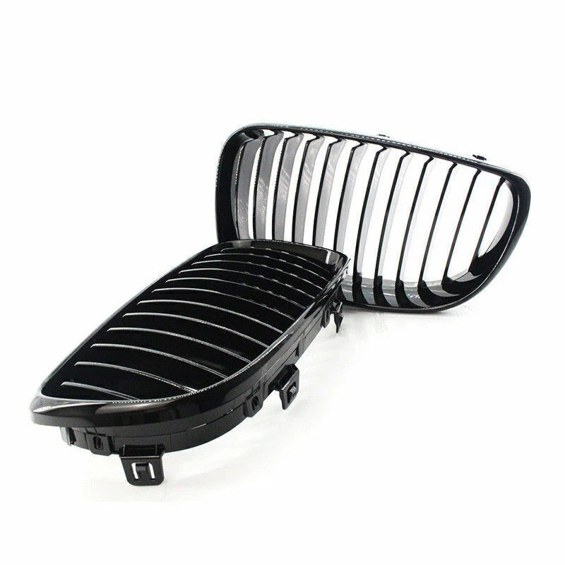 2 x Front Kidney Grilles Glossy Black for BMW 1 Series E81 E82 E87 E88 (2007-2013)