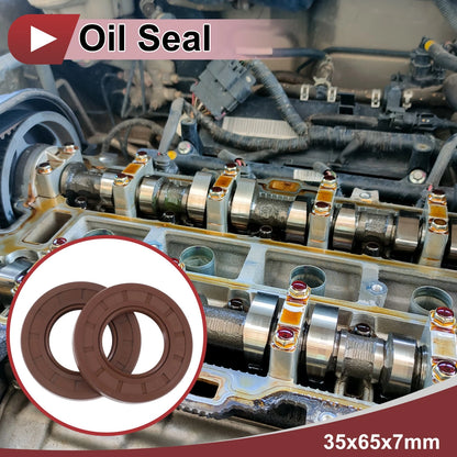 Oil Seal 35x65x7mm Rotary Shaft Seal FKM Rubber Brown 2 x