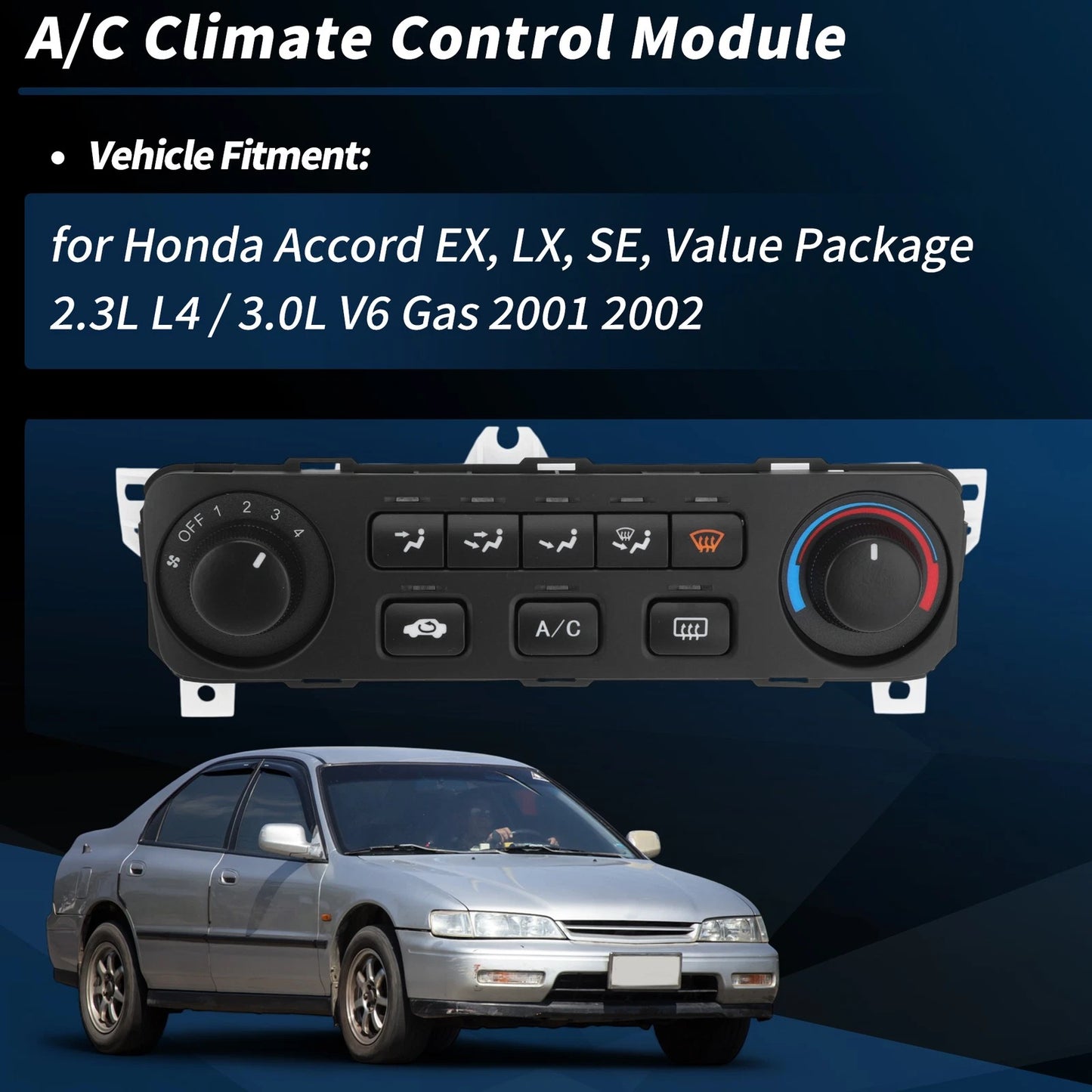 A/C Heater Climate Control Module for Honda Accord 2.3L 3.0L (2001-2002)