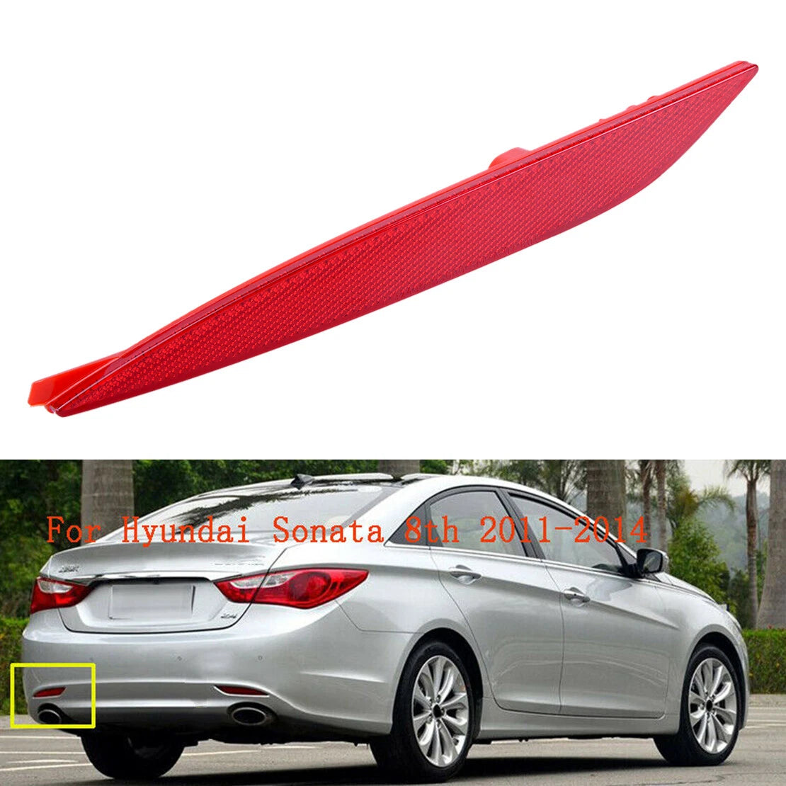 Rear Bumper Light Reflectors Red for Hyundai Sonata (2011-2014)