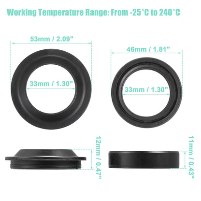 1 Set 33mmx46mm Motorcycle Front Fork Shock Oil Dust Seal for Kawasaki KX65