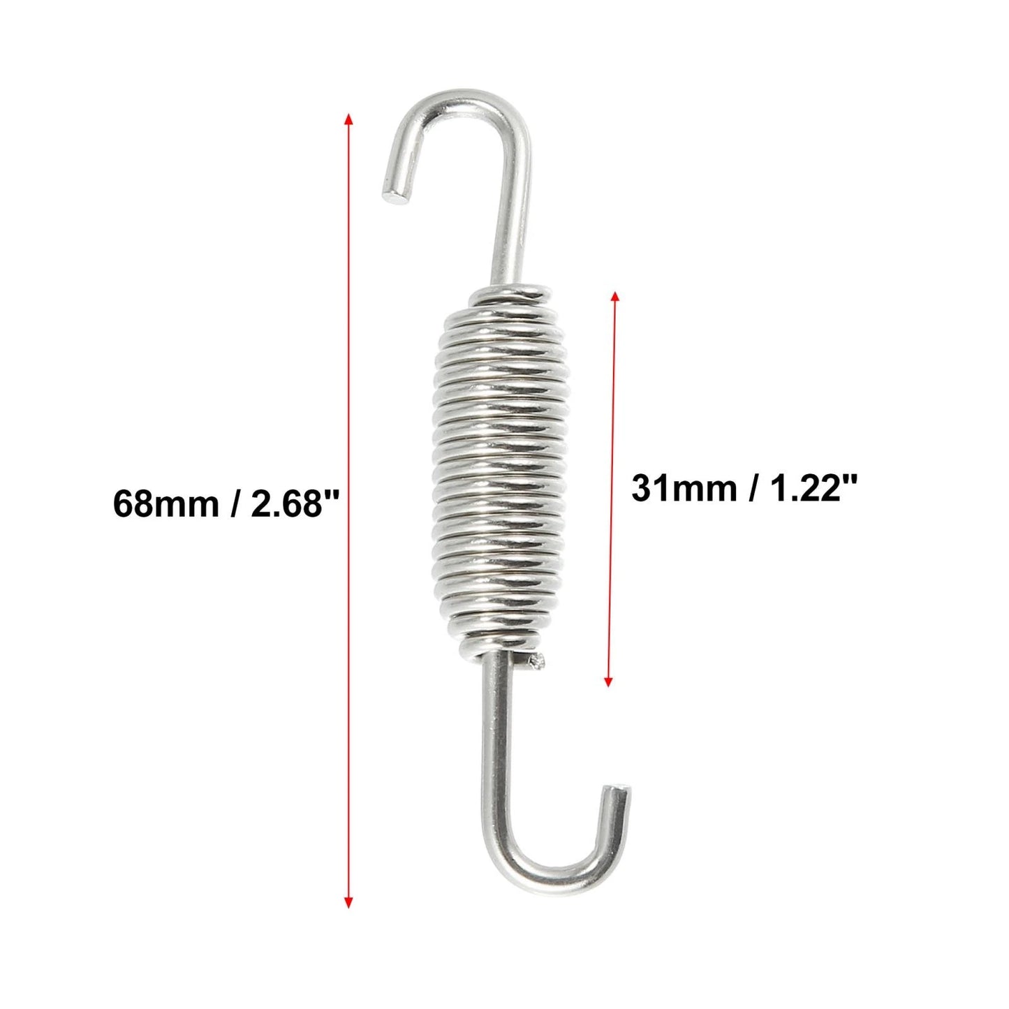 Set 31mm 1.22" Motorcycle Exhaust Pipe Spring with U-Shape Hook Silver Tone