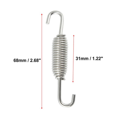 Set 31mm 1.22" Motorcycle Exhaust Pipe Spring with U-Shape Hook Silver Tone