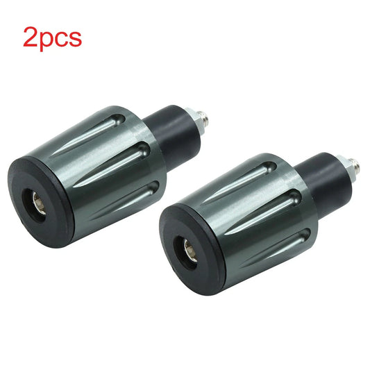 2 x 17mm Titanium Tone Aluminum Alloy Handlebar Grip End Cap for Motorcycle