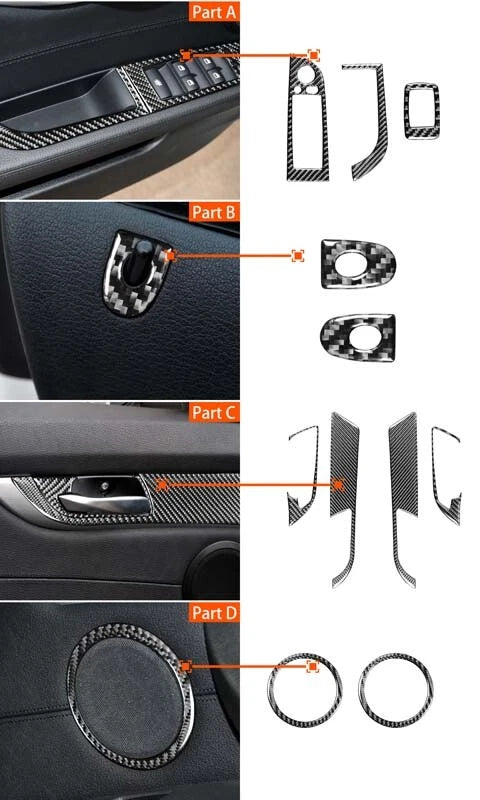 11Pcs For BMW Z4 E89 2009-2016 Carbon Fiber Interior Window Switch Trim Cover