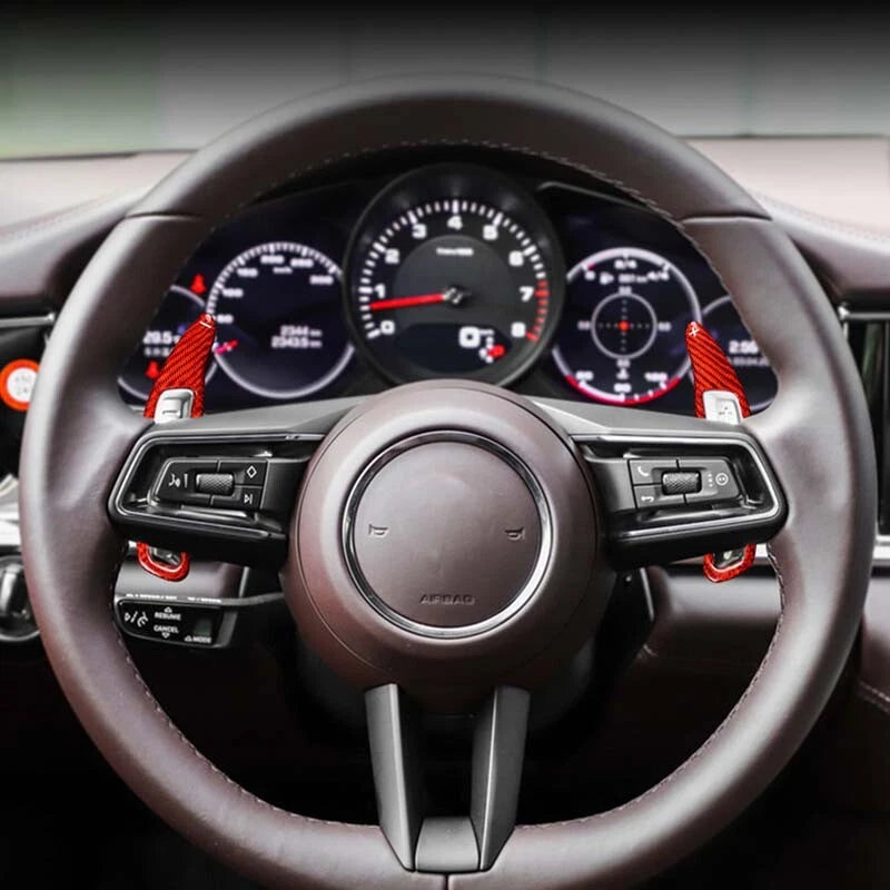 Real Carbon Fiber Steering Wheel Shifter Paddle Switch Fit For  Macan 2014-2019