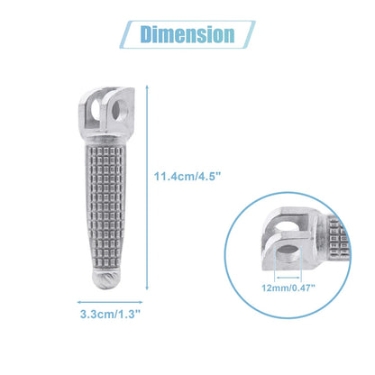 Pair 12mm Aluminium Alloy Motorcycle Footrest Footpeg Foot Rest Silver Tone