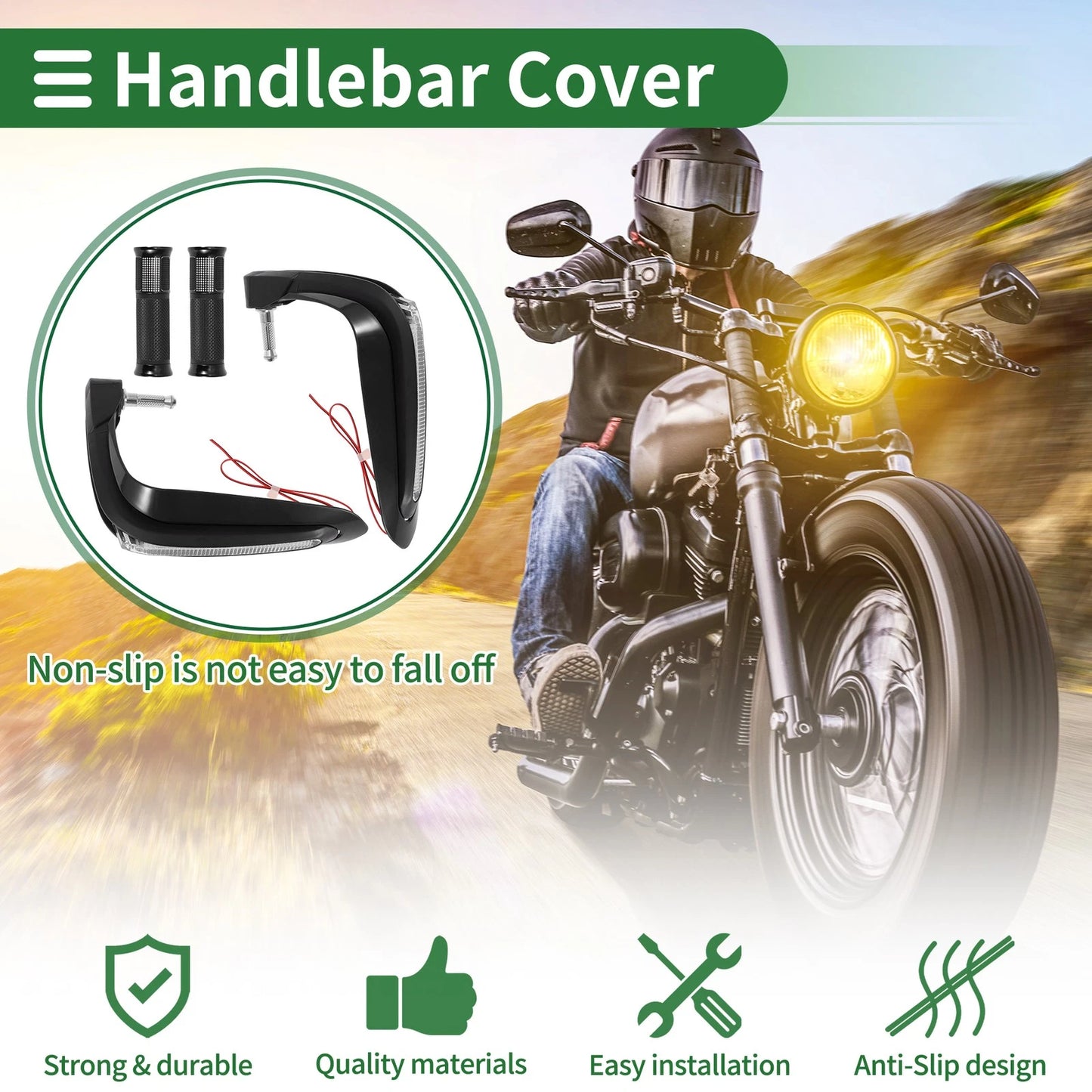 Hand Grips Cover Kit Handlebar Side Checkered for Motorcycle