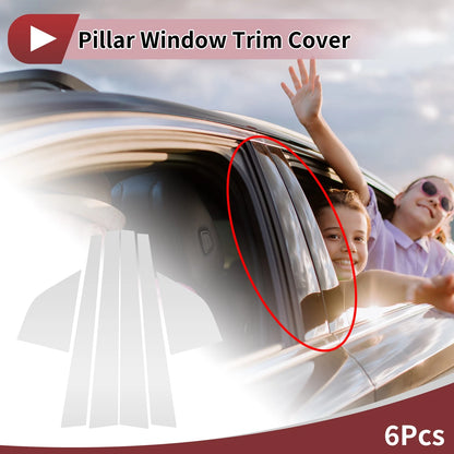 6 Pcs Car Door Pillar Trim for Honda Accord Wagon (1994-1997) Silver Tone