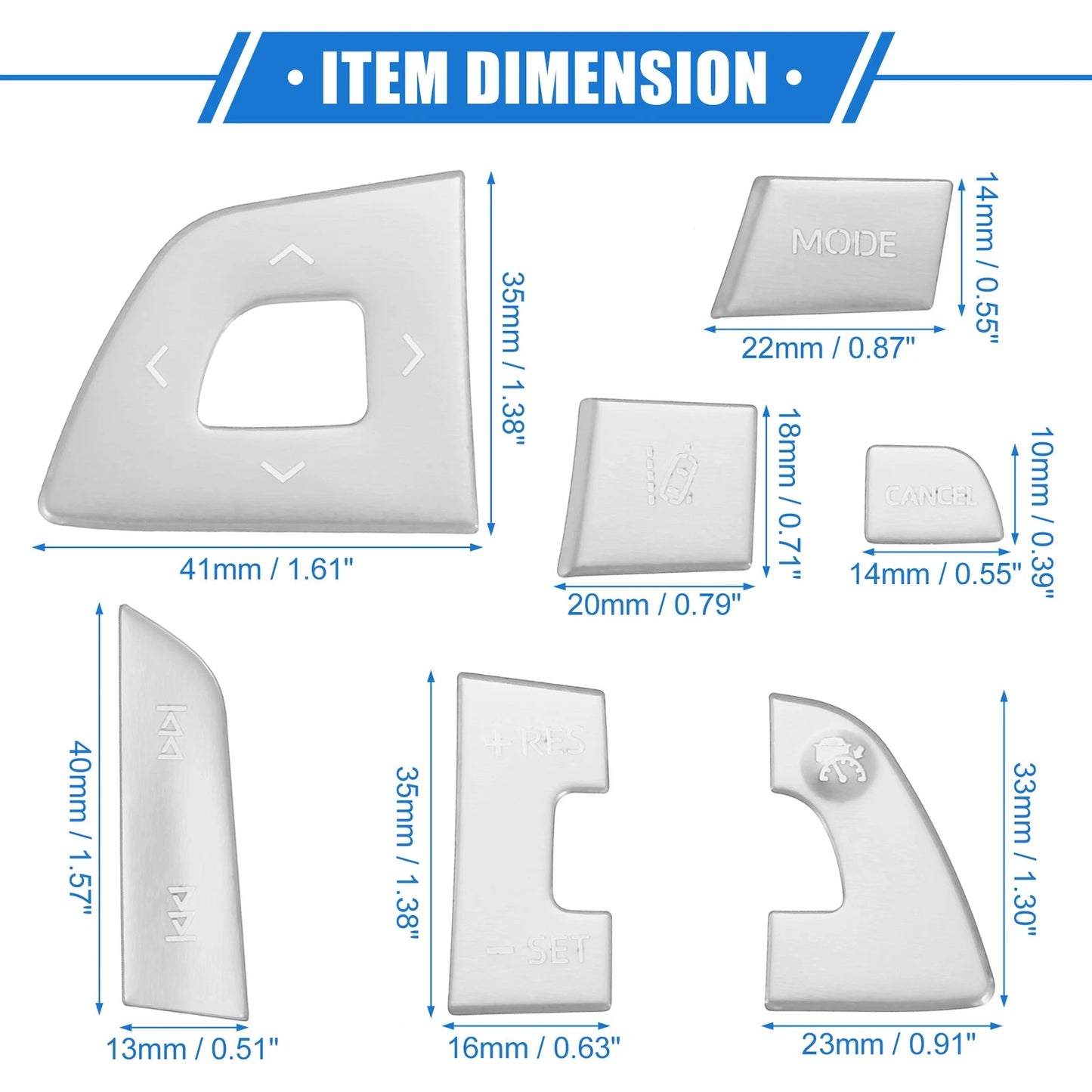 13 x Steering Wheel Switch Button Covers for Toyota Highlander (2014-2019)