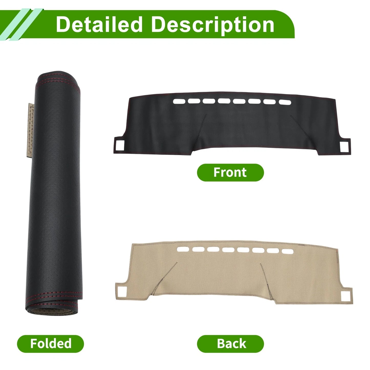 Dashboard Cover Mat for Toyota Prius C (2012-2019) Black Red
