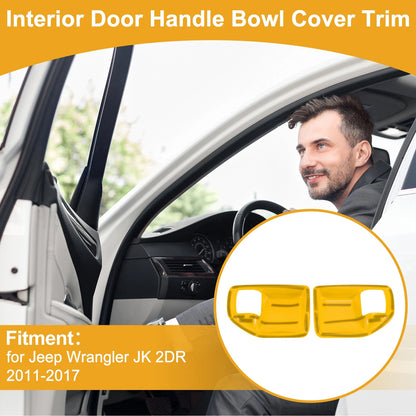 Interior Door Handle Bowl Cover Trim for Jeep Wrangler JK 2DR (2011-2017) 2 x Yellow