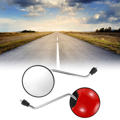 Rear View Mirrors 2 x Handlebar for M8 Motorcycle Silver Tone Red Iron Plastic