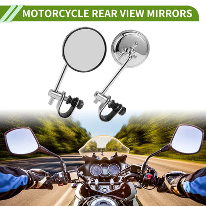Rear View Mirror / M10 / Round Chrome Silver Tone Metal Aluminum for Motorcycle