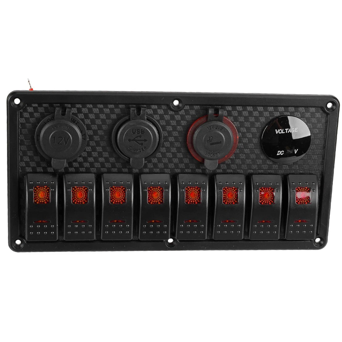 8 Gang Red LED Toggle Rocker Switch Panel for Car Marine Boat Circuit Breaker
