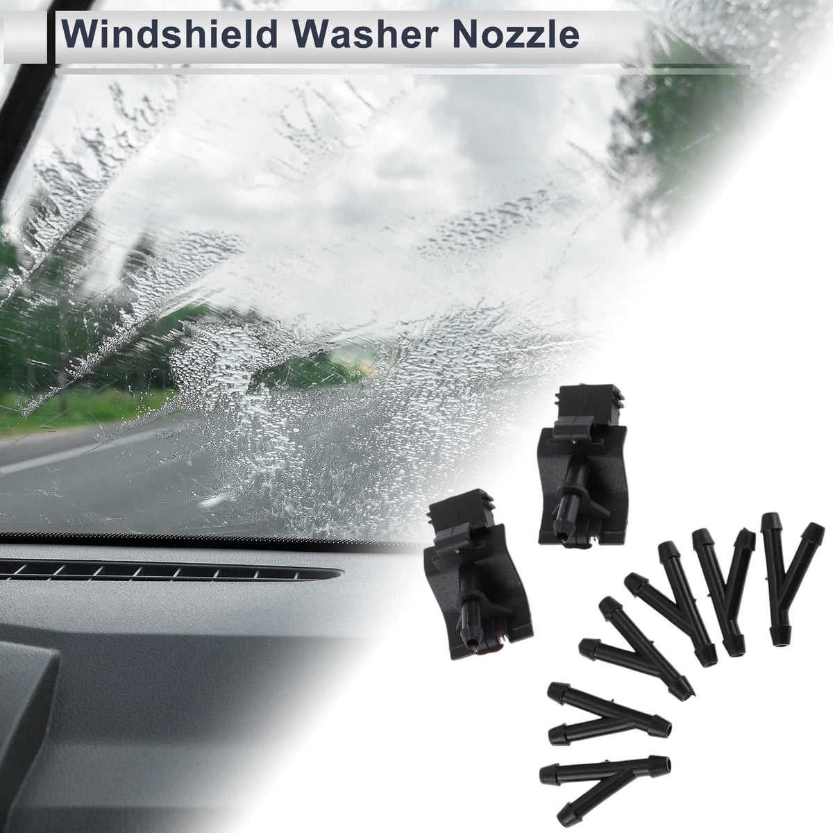 6 x Windshield Washer Nozzles & Hose Connectors for Toyota