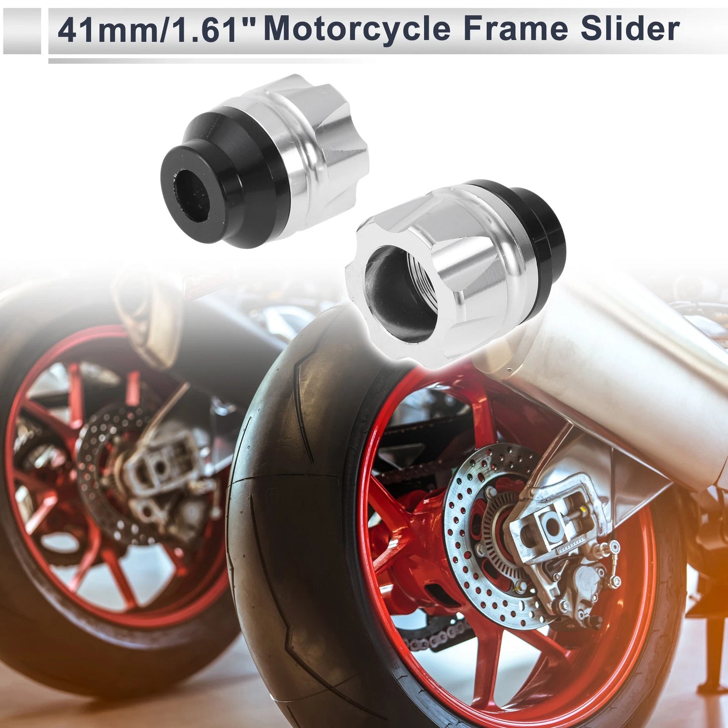 14mm Aluminum Alloy Motorcycle Slider Frame Silver Tone for Motorcycle