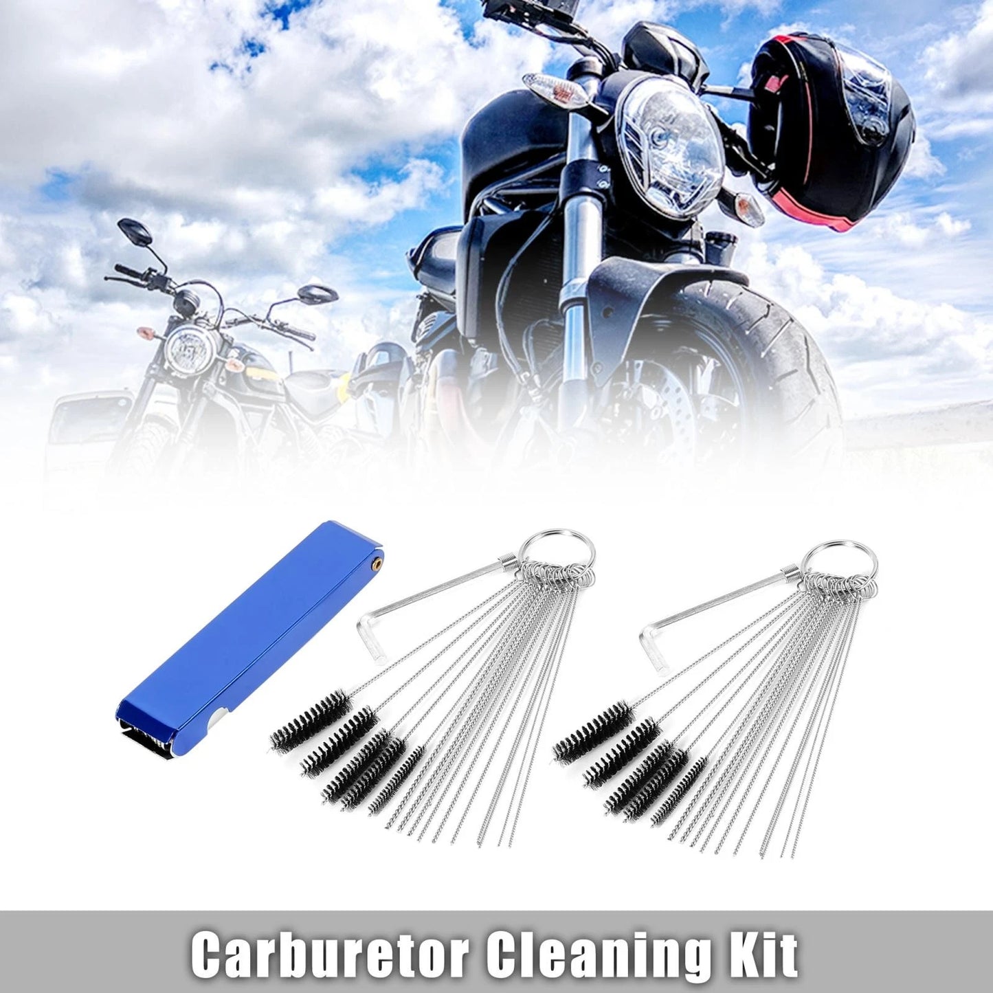 Carburetor Cleaning Tool Kit 20 Needles, 10 Brushes & 13 Wires for Motorcycle