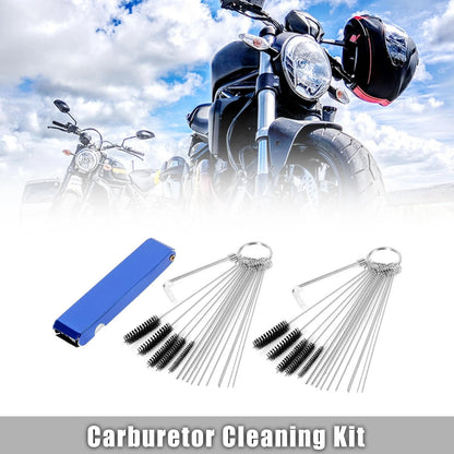 Carburetor Cleaning Tool Kit 20 Needles, 10 Brushes & 13 Wires for Motorcycle
