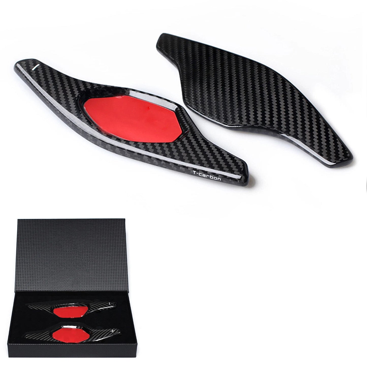 2 x Black Carbon Fiber Shift Paddle Extensions for Cadillac XTS (2013-2019)