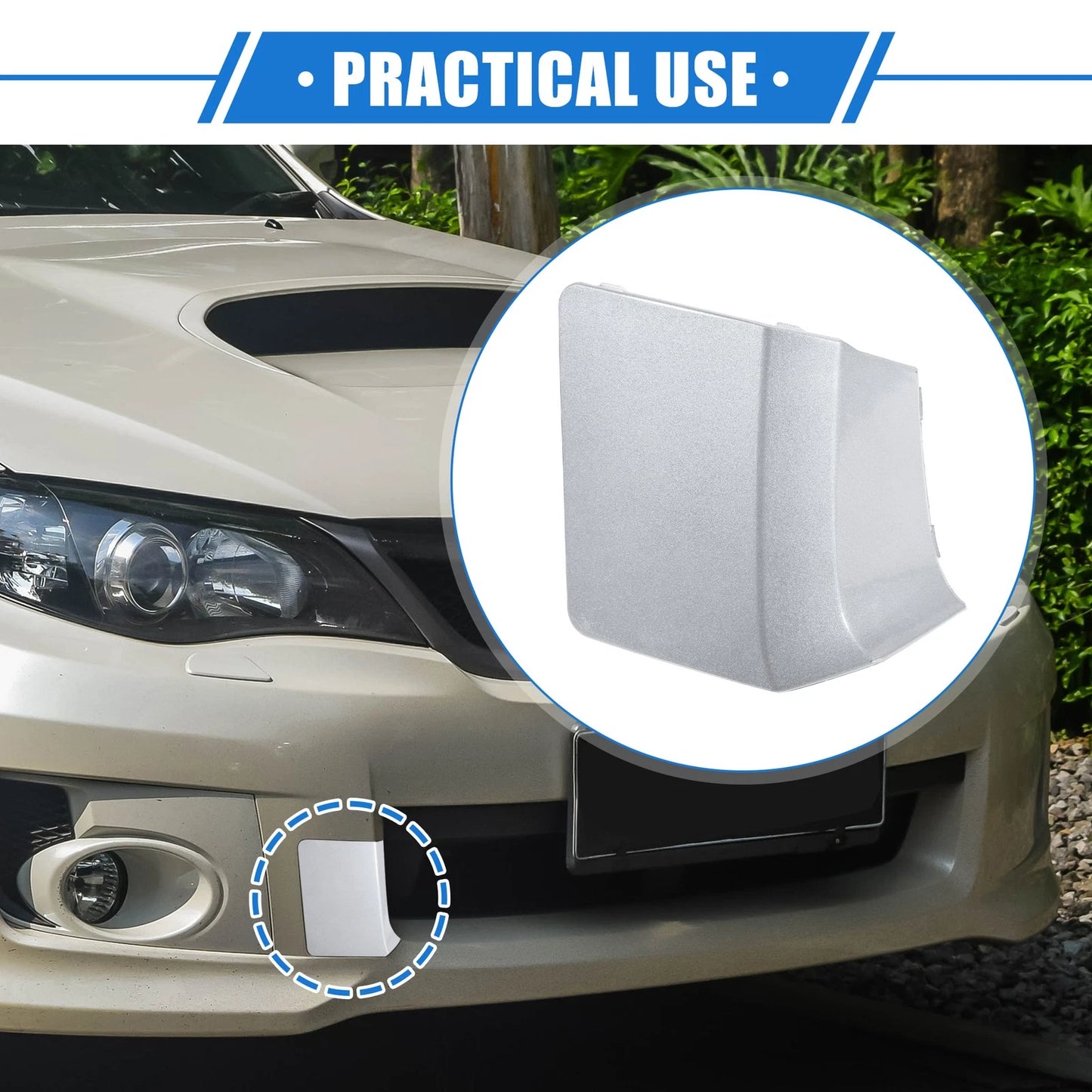 Front Bumper Tow Eye Hook Cover for Subaru Impreza (2010-2014) Silver