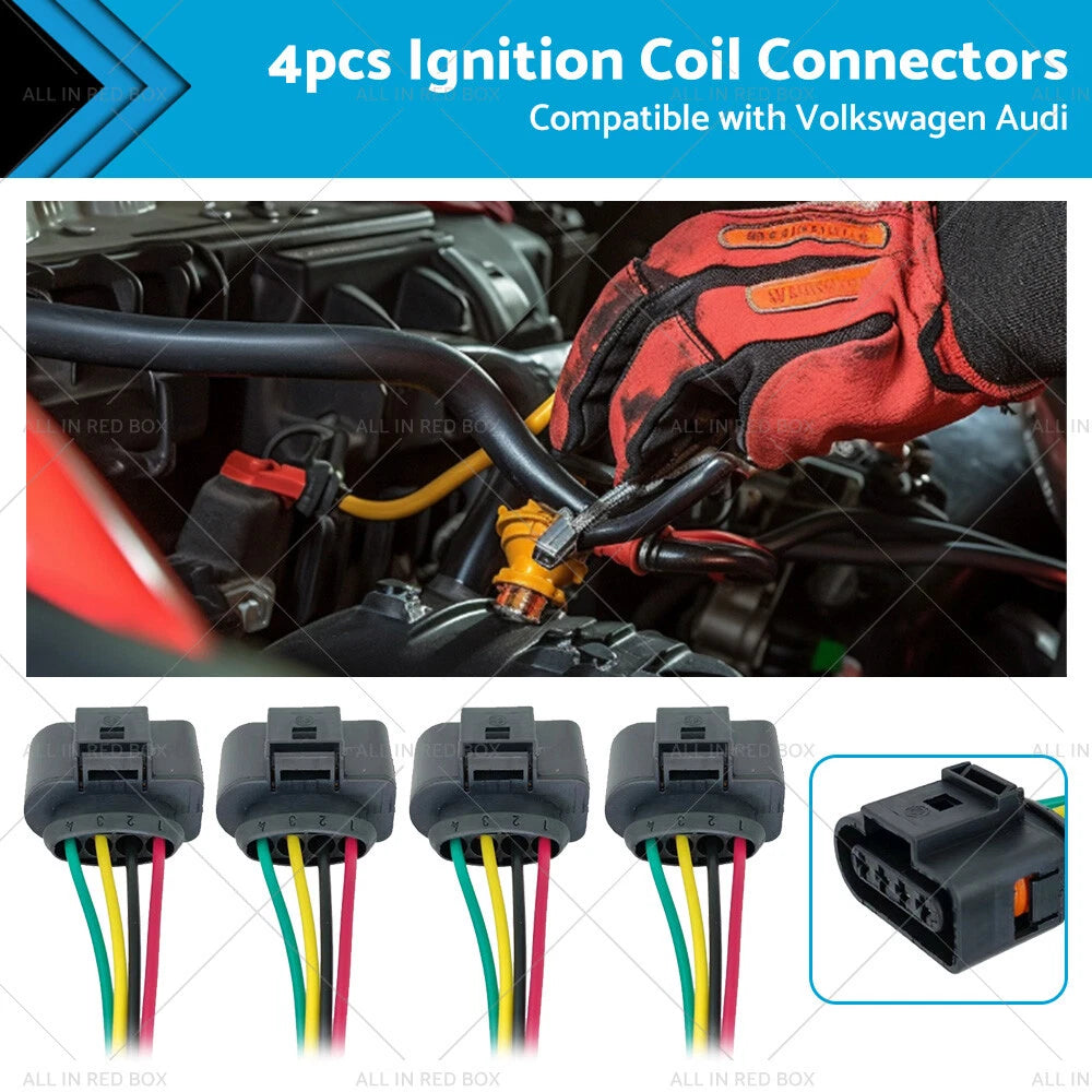 4 x Ignition Coil Connector Repair Harness Plug for VW Audi (1998-2005)