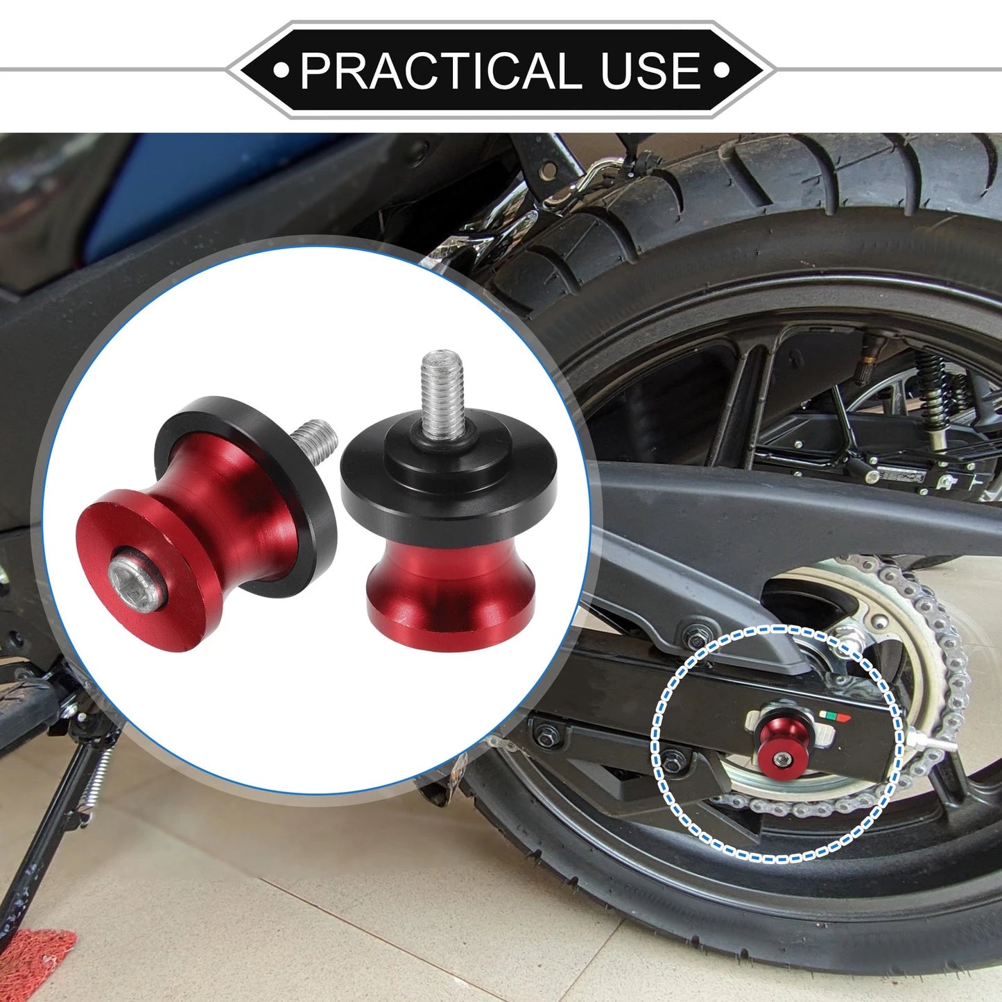 Pair Motorbike Swingarm Spools 6mm CNC Swing Arm Spools Slider Stand Red