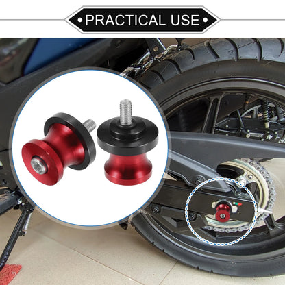 Pair Motorbike Swingarm Spools 6mm CNC Swing Arm Spools Slider Stand Red