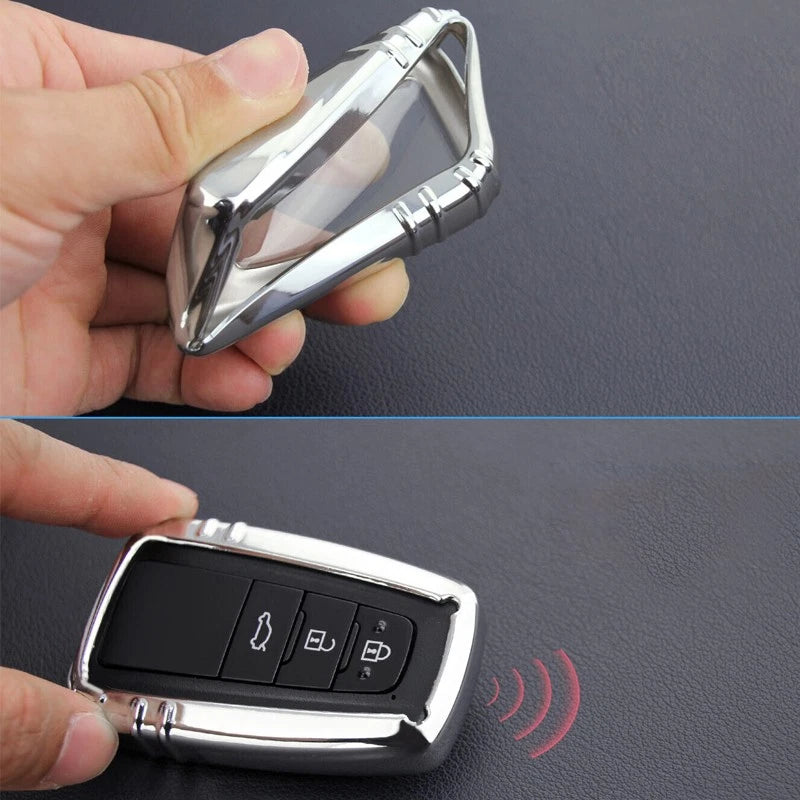 Silver TPU Car Key Remote Control Case Cover for Toyota Camry CHR Prius RAV4